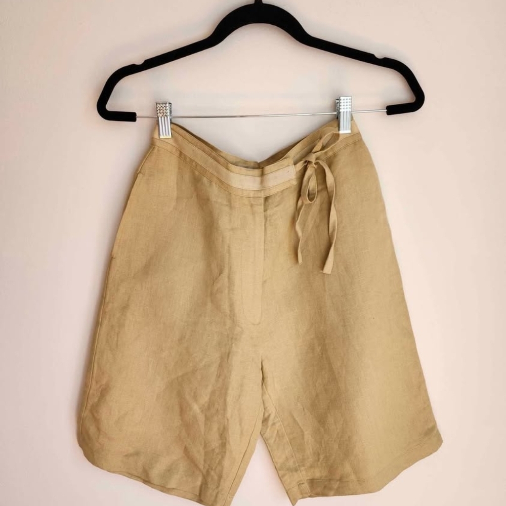 Women's Tan Linen Shorts